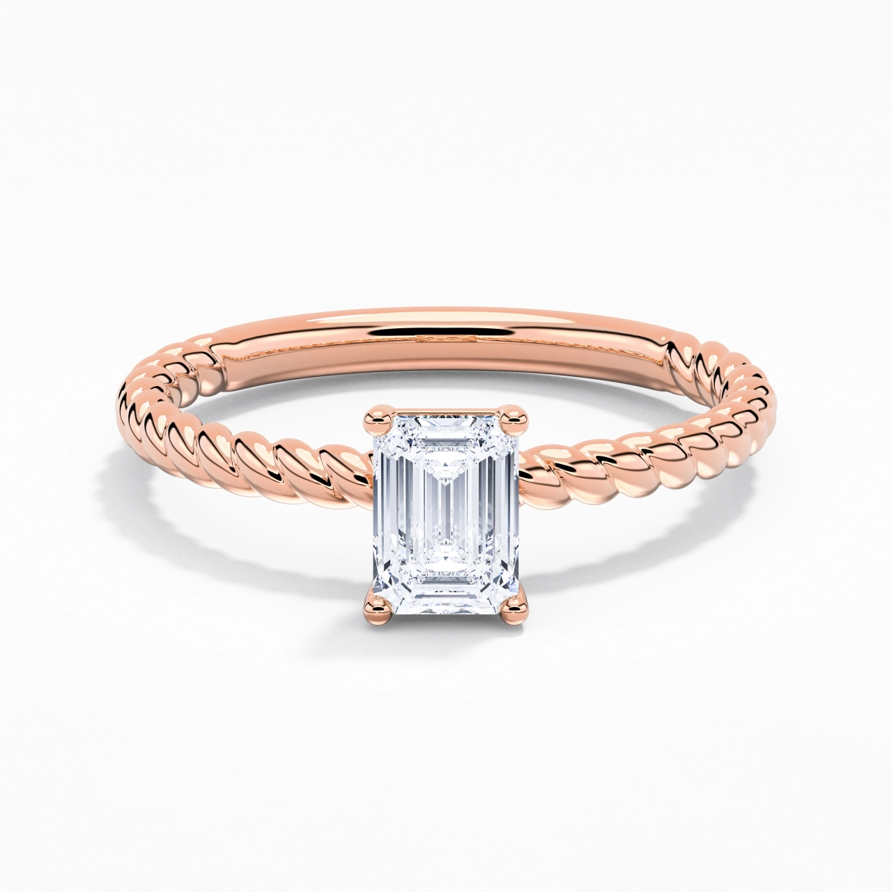 Moderne Émeraude 1.00ct Moissanite Bague de fiançailles