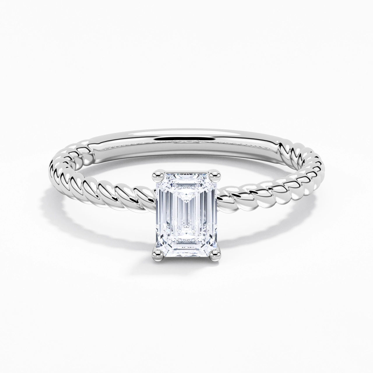 Modern Emerald 1.00ct Moissanite Engagement Ring