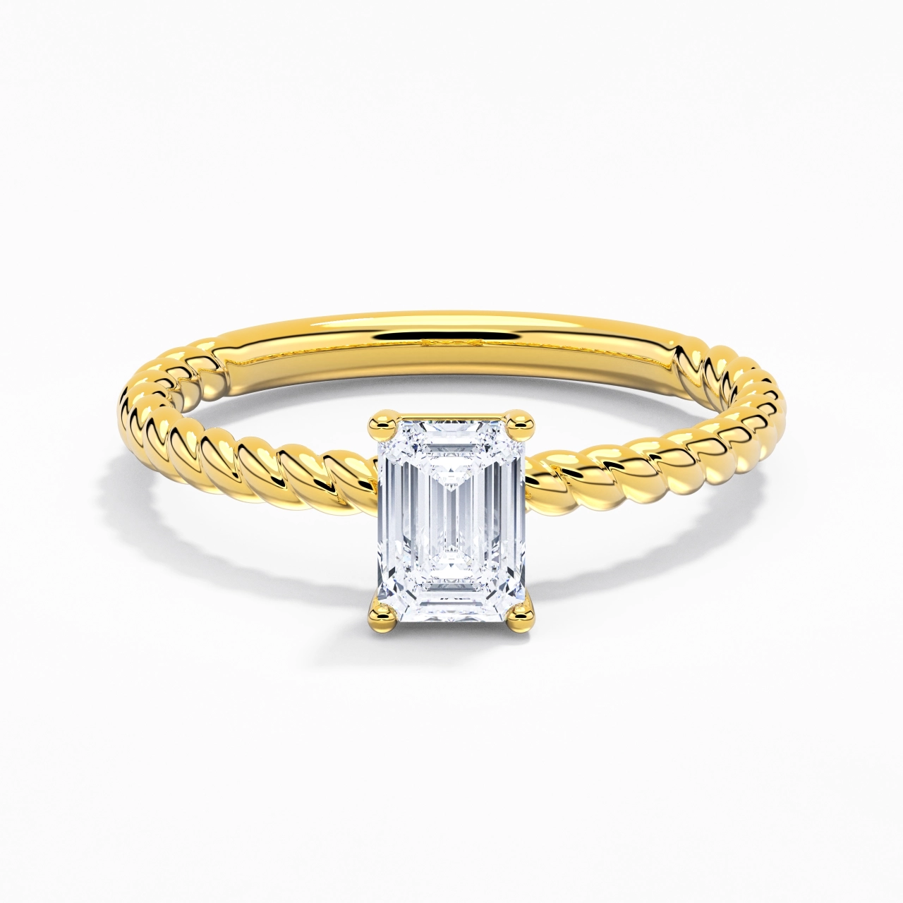 Moderne Émeraude 1.00ct Moissanite Bague de fiançailles