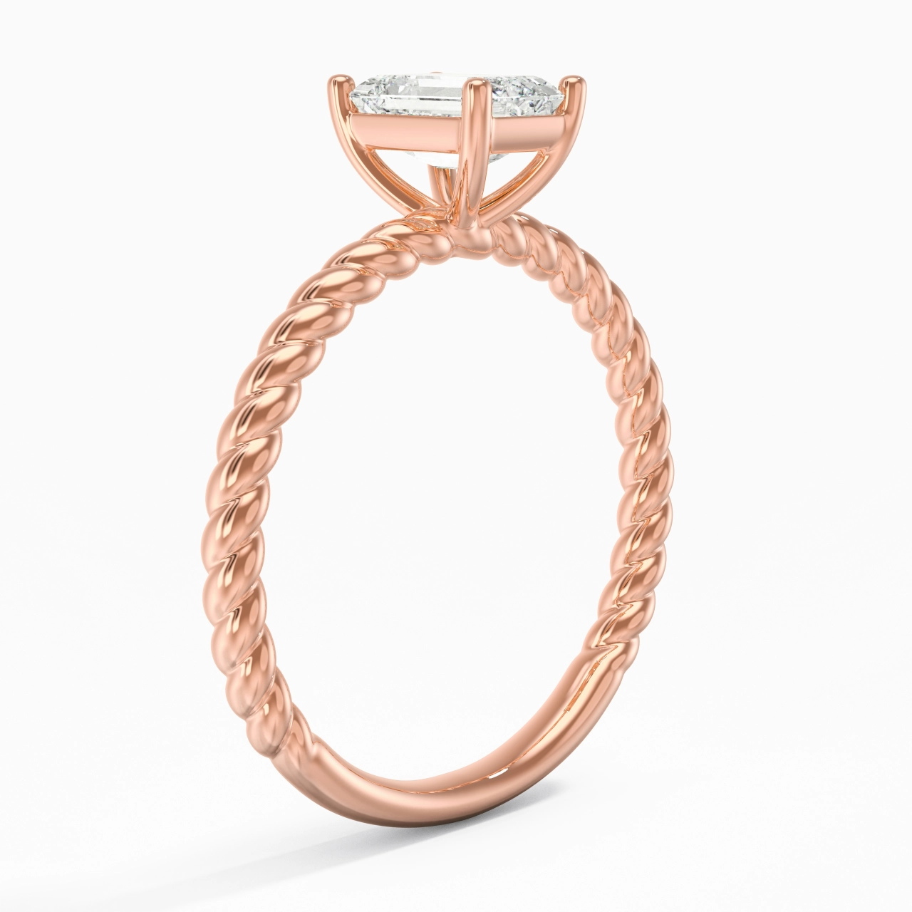 Moderne Émeraude 1.00ct Moissanite Bague de fiançailles