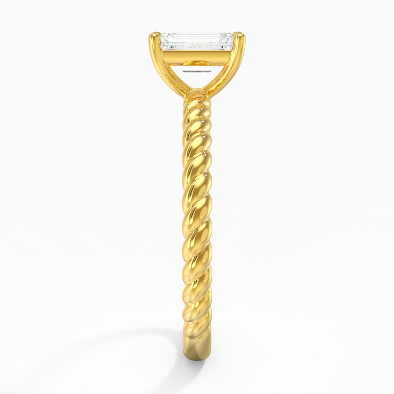 Modern Emerald 1.00ct Moissanite Engagement Ring