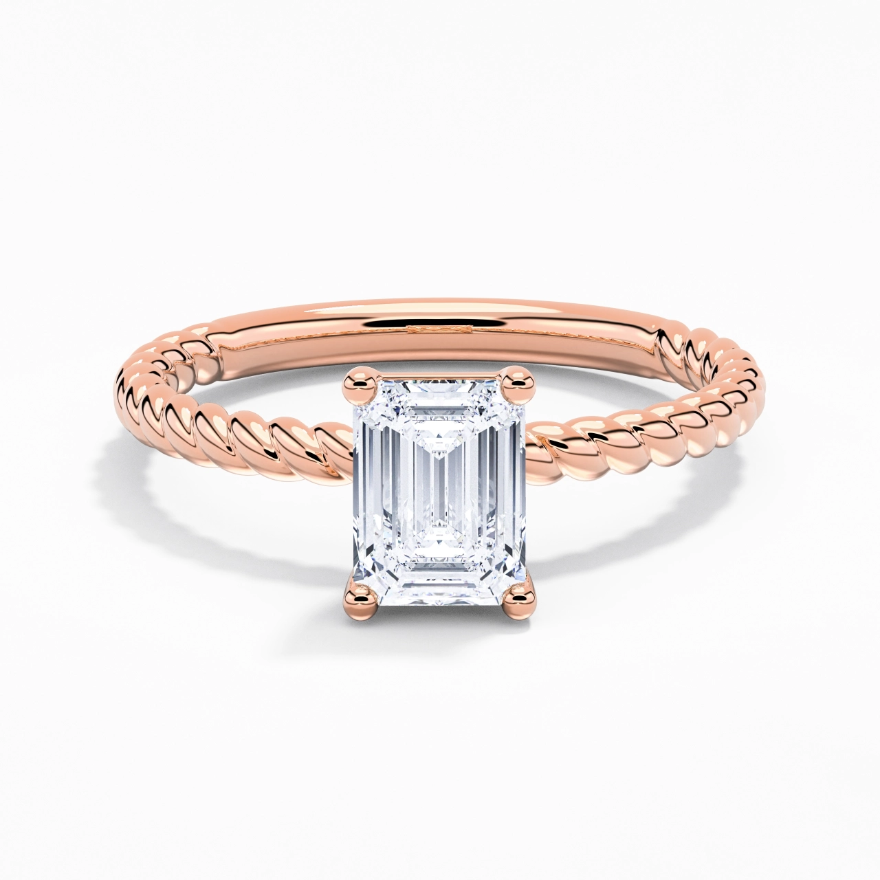 Modern Emerald 2.00ct Moissanite Engagement Ring