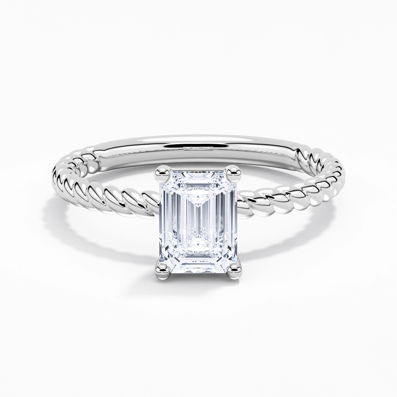 Modern Emerald 2.00ct Moissanite Engagement Ring