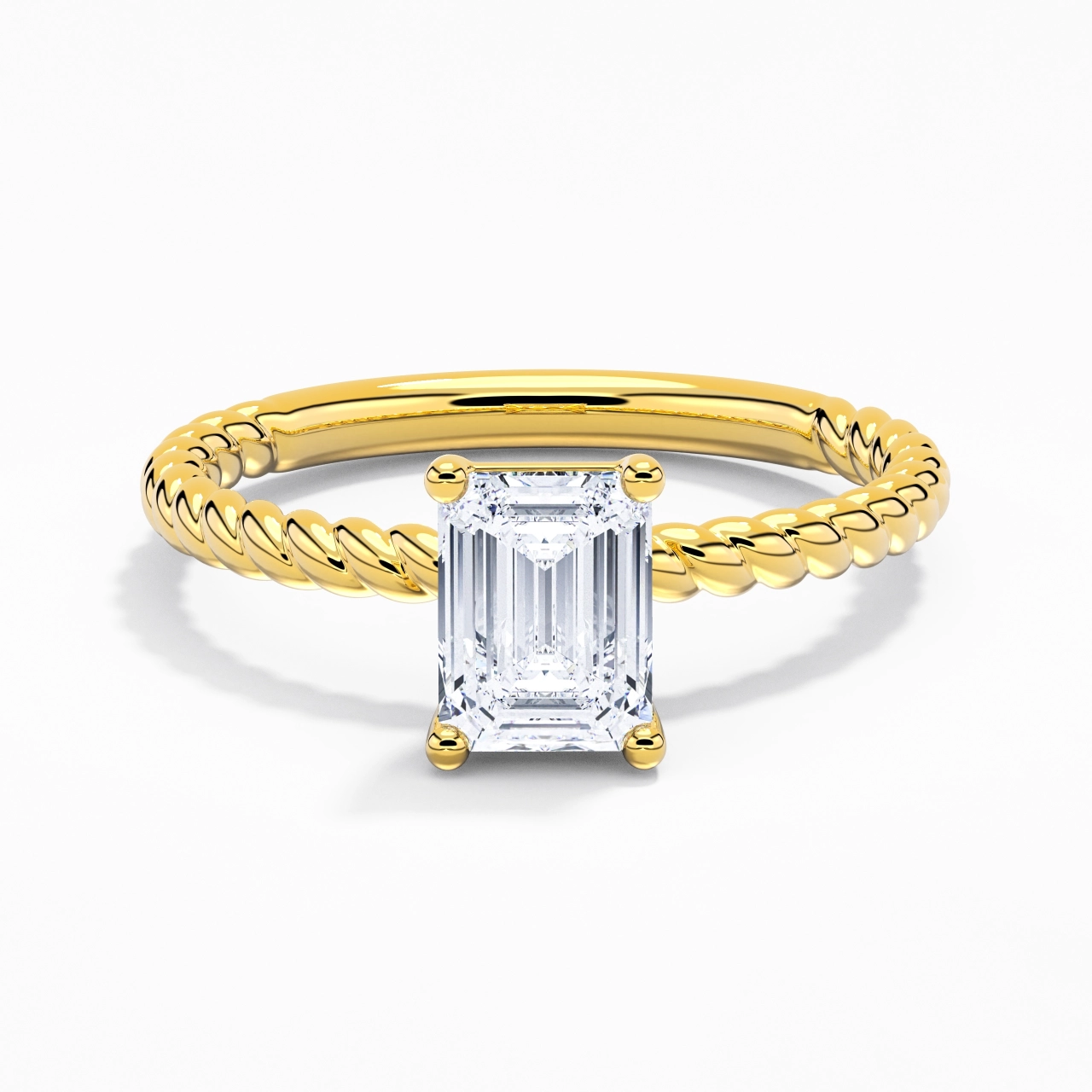 Modern Emerald 2.00ct Moissanite Engagement Ring