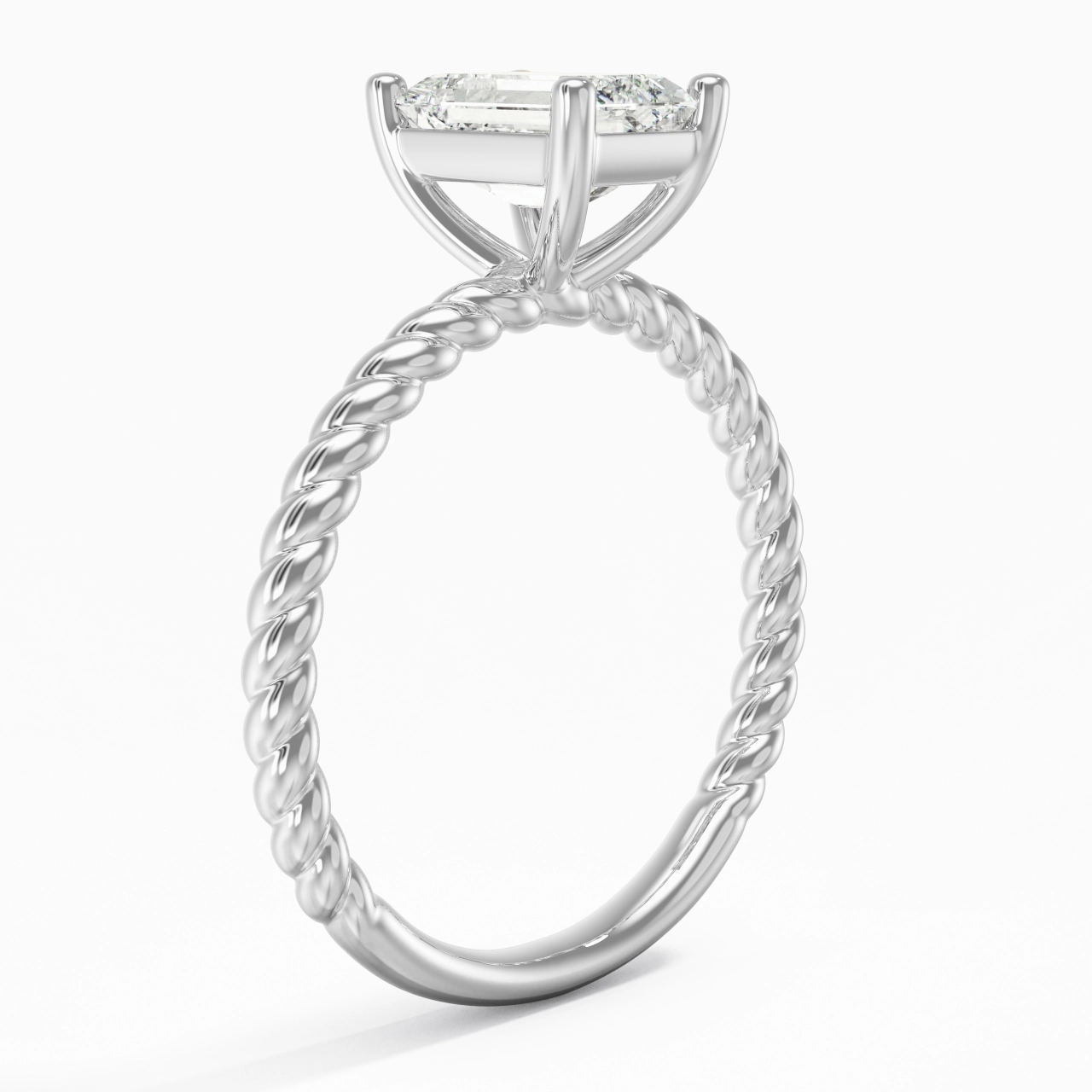 Modern Emerald 2.00ct Moissanite Engagement Ring