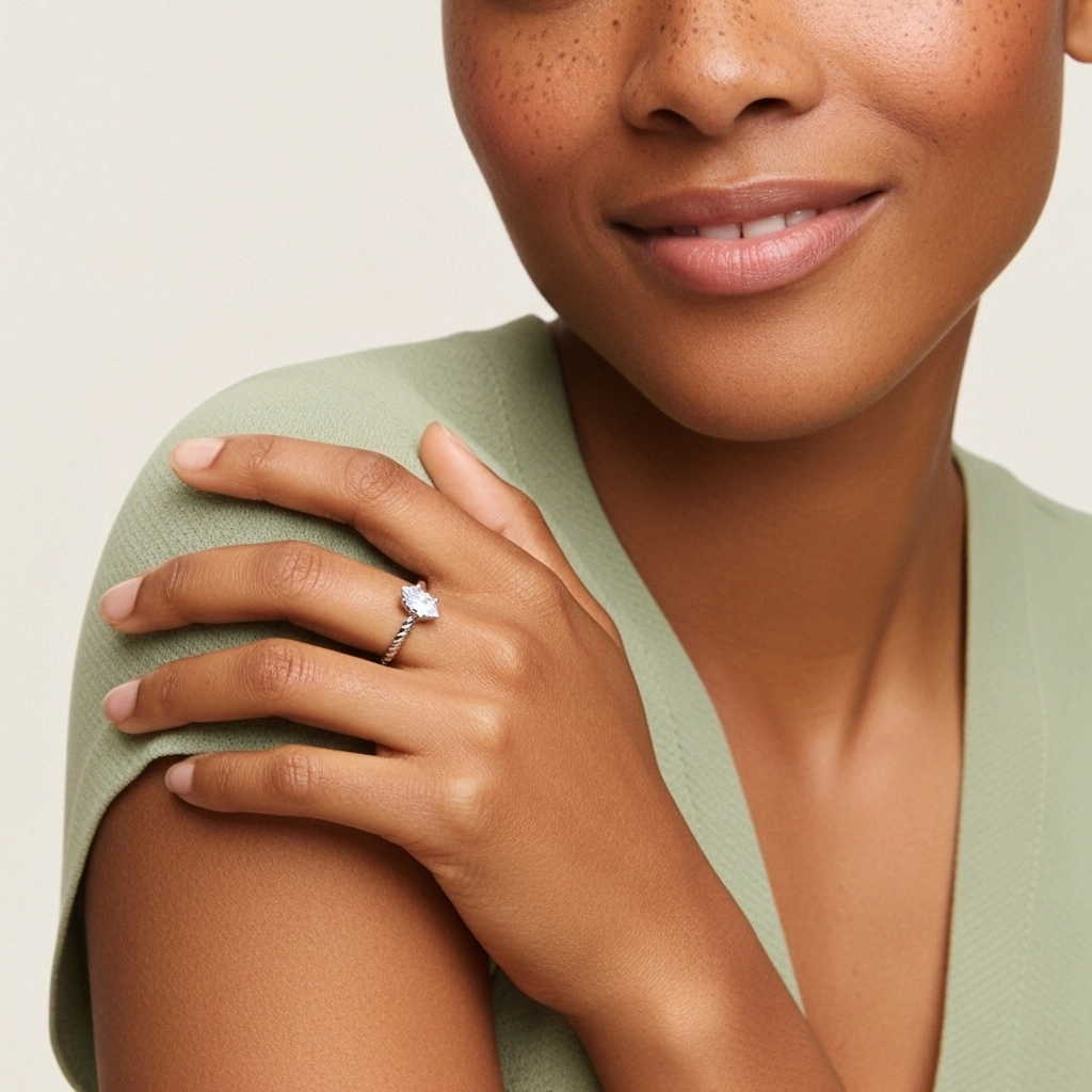 Modern Marquise 1.00ct Moissanite Engagement Ring