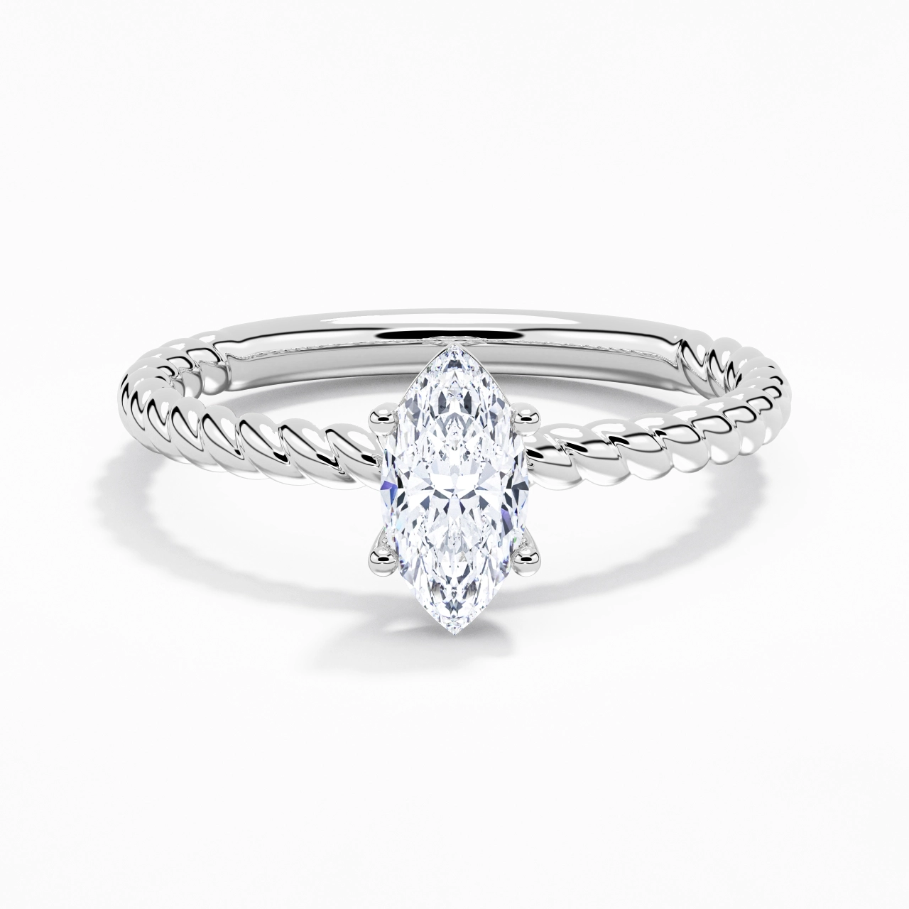 Modern Marquise 1.00ct Moissanite Engagement Ring