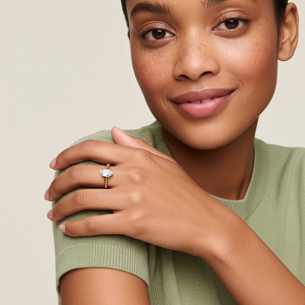 Modern Marquise 1.00ct Moissanite Engagement Ring