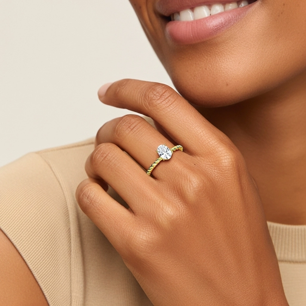 Moderne Ovale 2.00ct Moissanite Bague de fiançailles