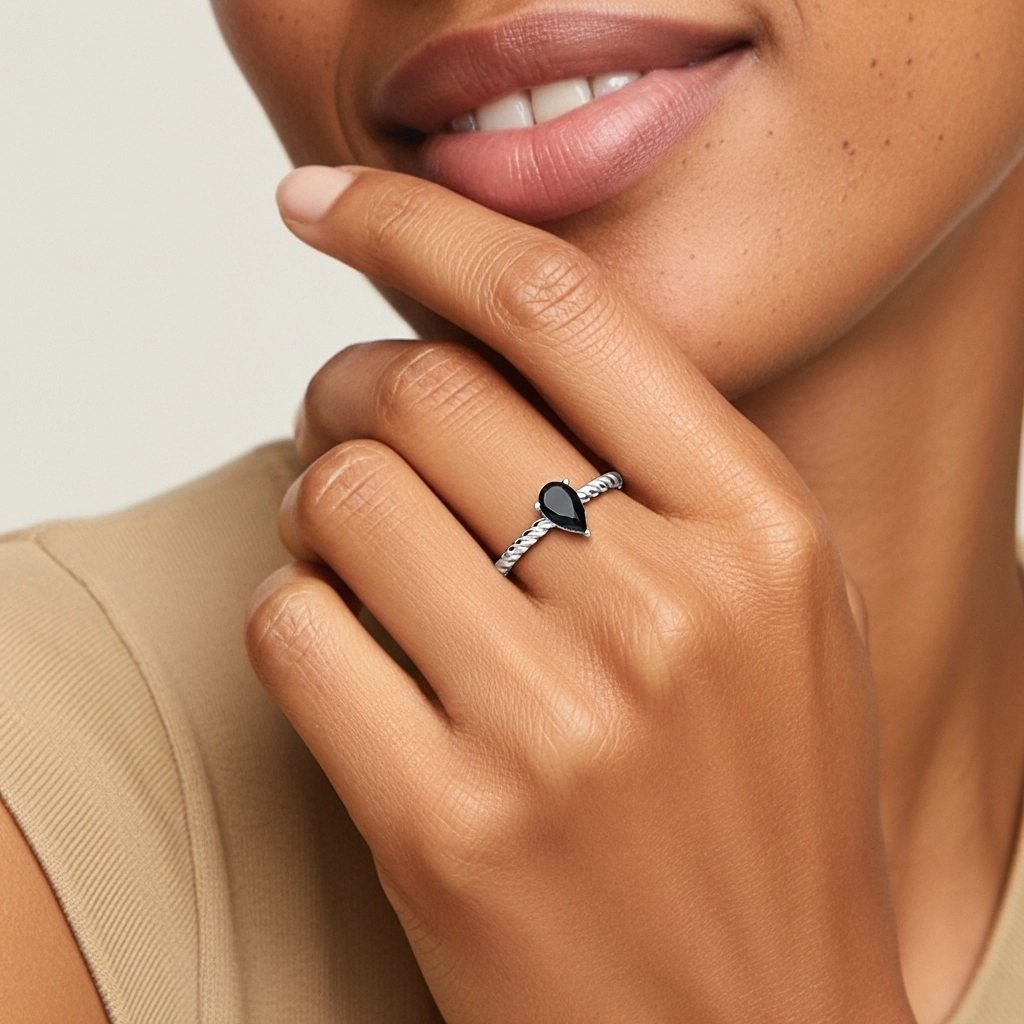 Modern Pear 1.00ct Cubic Zirconia Engagement Ring