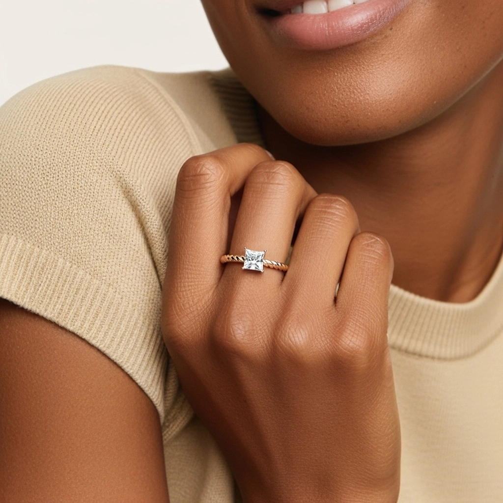 Moderne Princesse 2.00ct Moissanite Bague de fiançailles