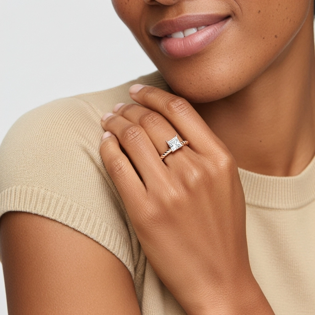 Moderne Princesse 2.00ct Moissanite Bague de fiançailles