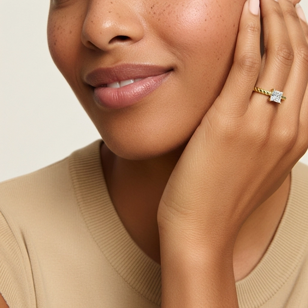 Moderne Princesse 1.00ct Moissanite Bague de fiançailles