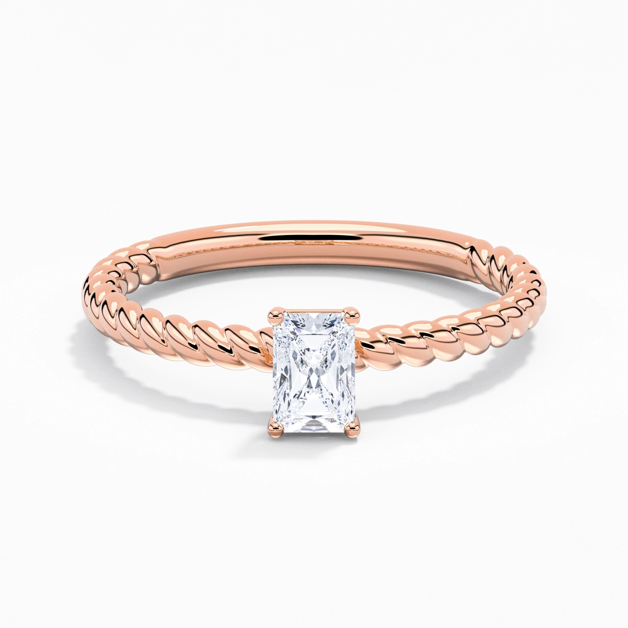 Moderne Radiant 0.80ct Moissanite Bague de fiançailles