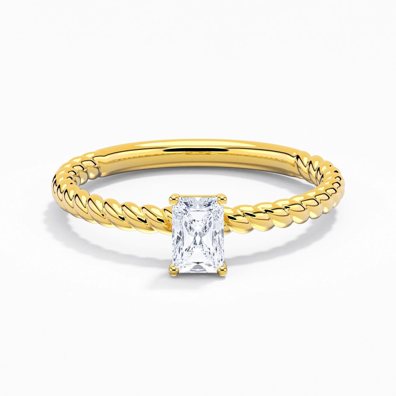 Moderne Radiant 0.80ct Moissanite Bague de fiançailles