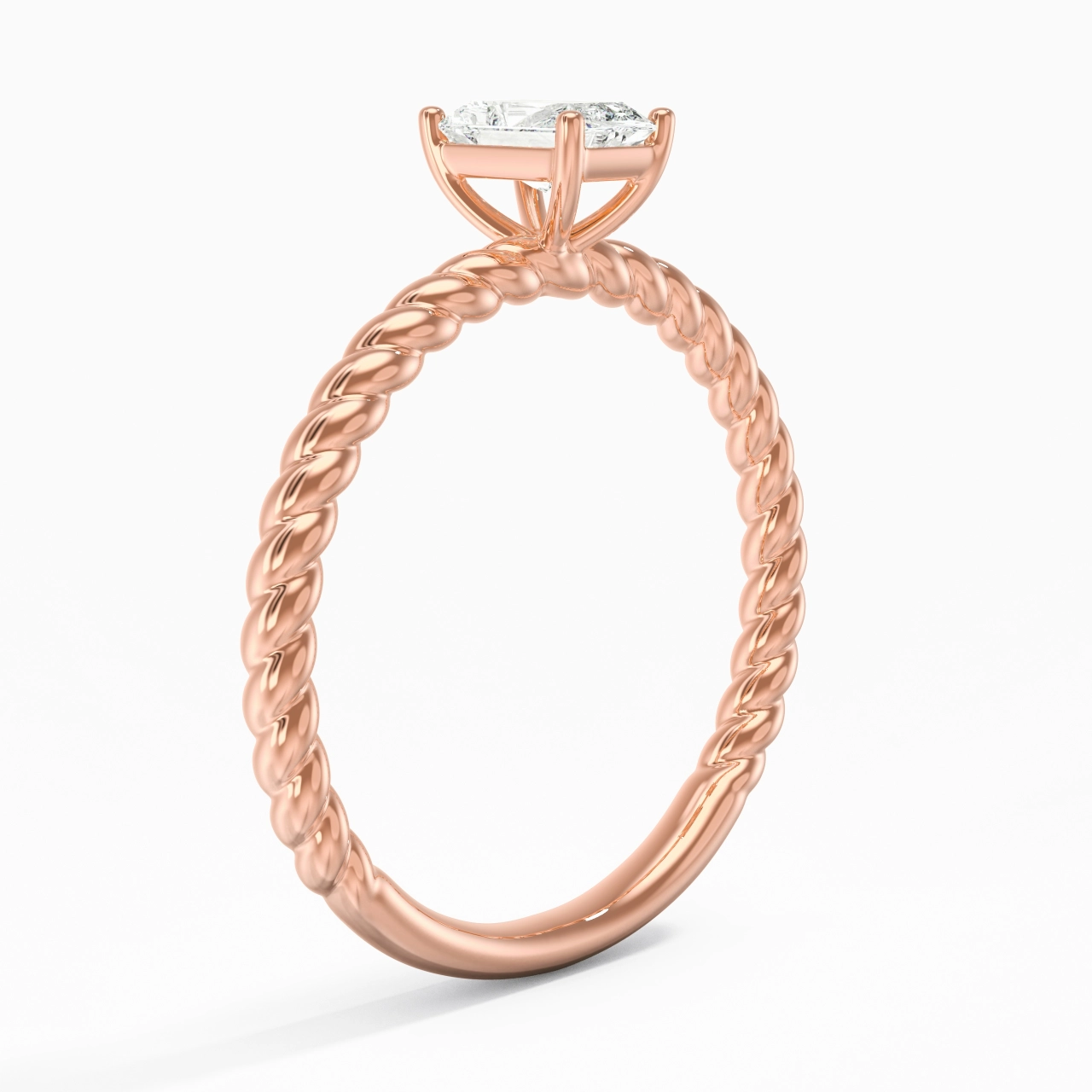 Moderne Radiant 0.80ct Moissanite Bague de fiançailles
