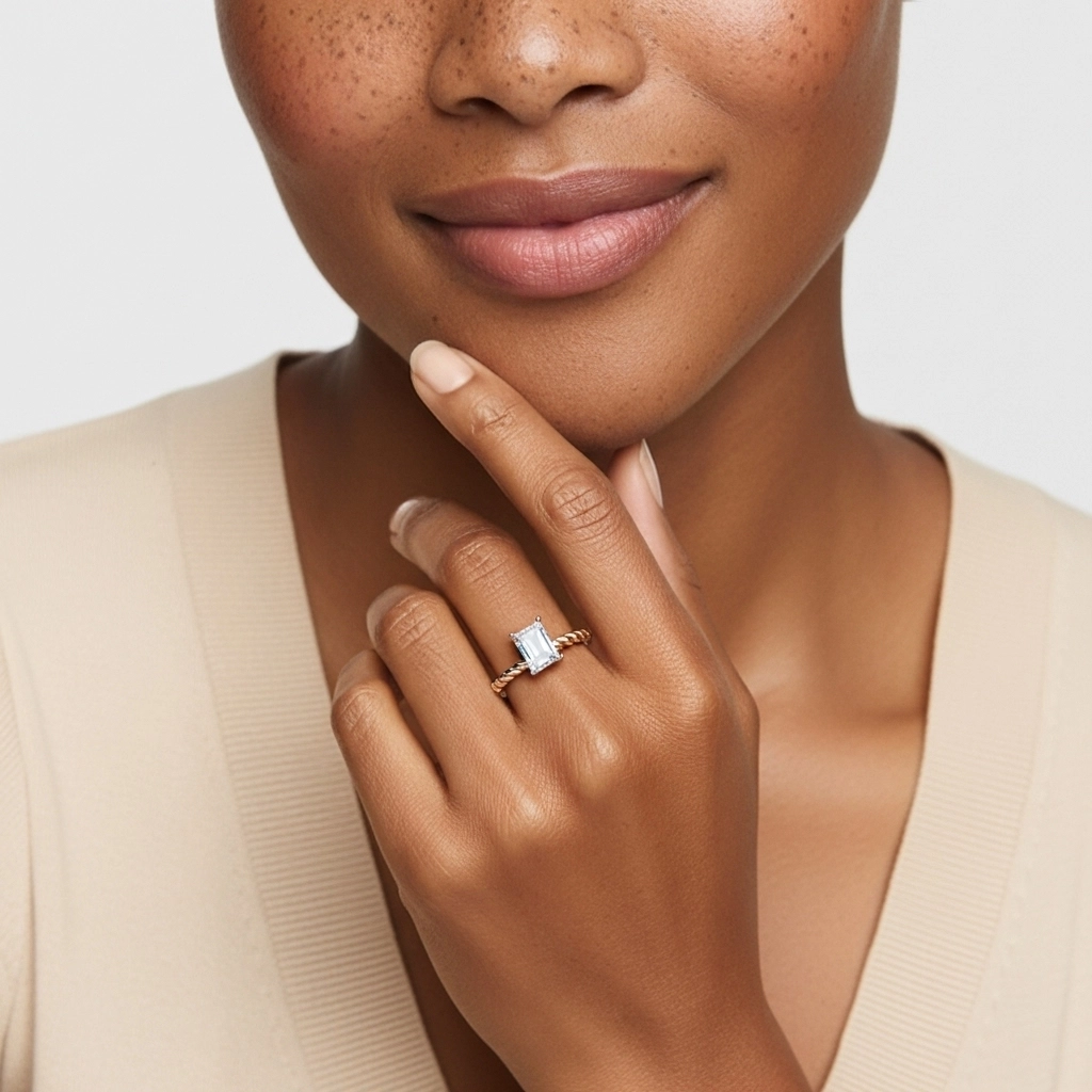 Modern Radiant 1.00ct Moissanite Engagement Ring