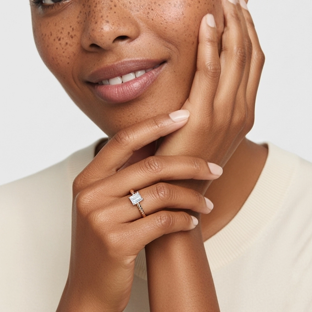 Modern Radiant 1.00ct Moissanite Engagement Ring