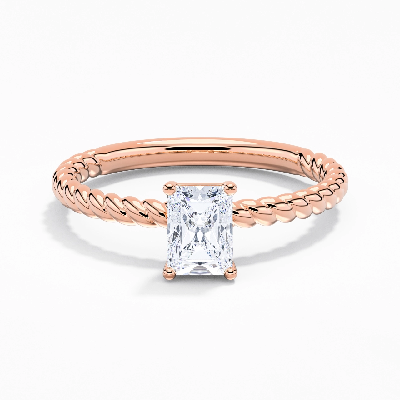 Moderne Radiant 1.00ct Moissanite Bague de fiançailles