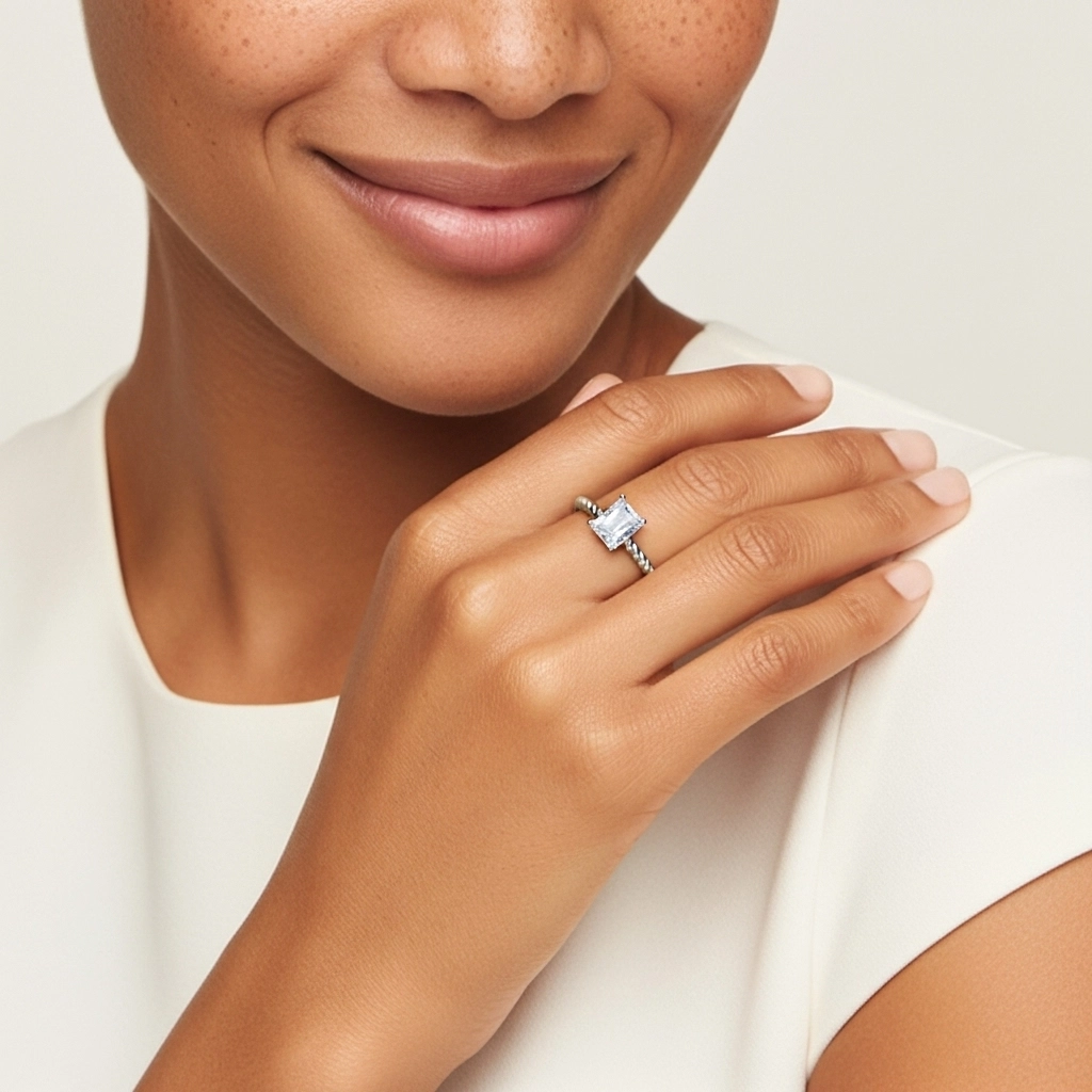 Modern Radiant 1.00ct Moissanite Engagement Ring