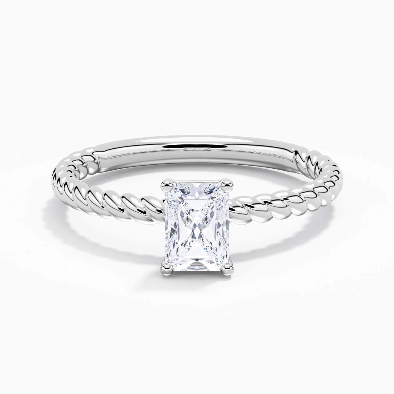 Modern Radiant 1.00ct Moissanite Engagement Ring