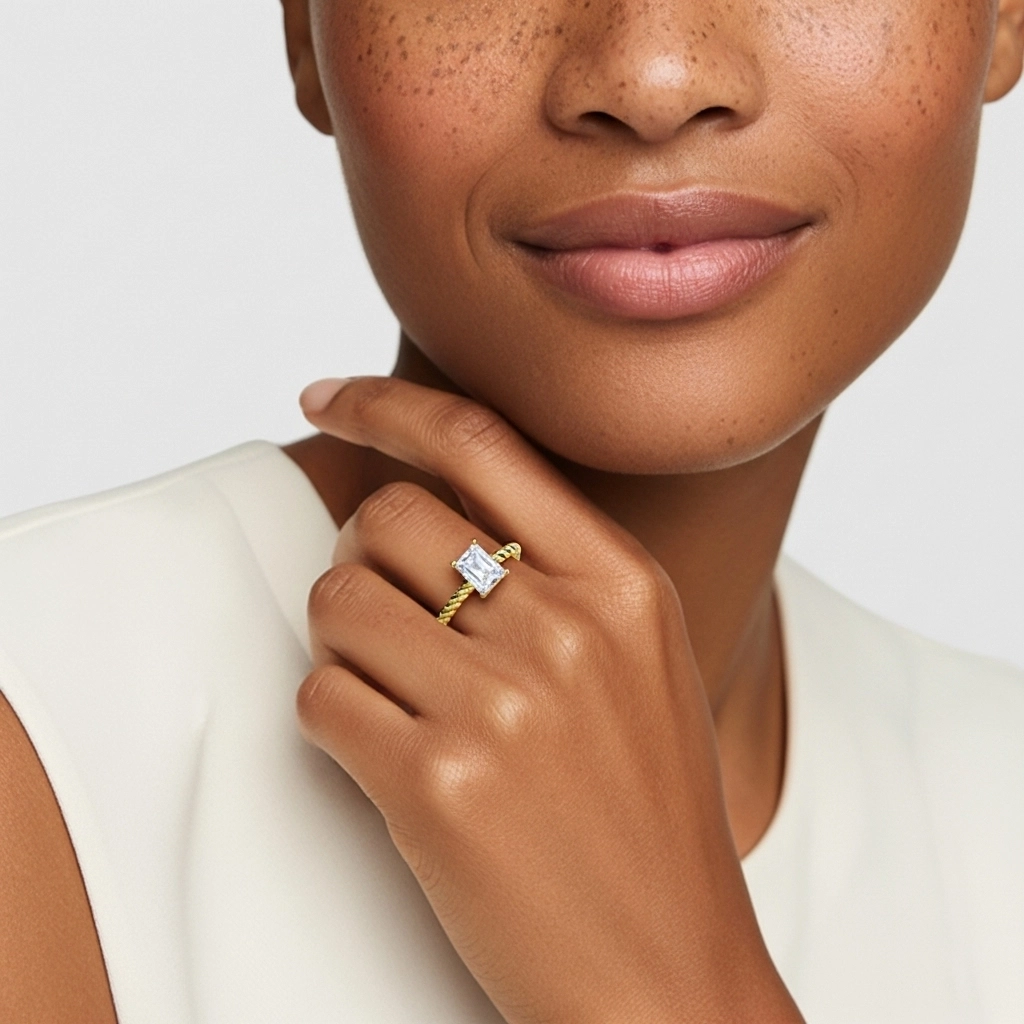 Modern Radiant 1.00ct Moissanite Engagement Ring