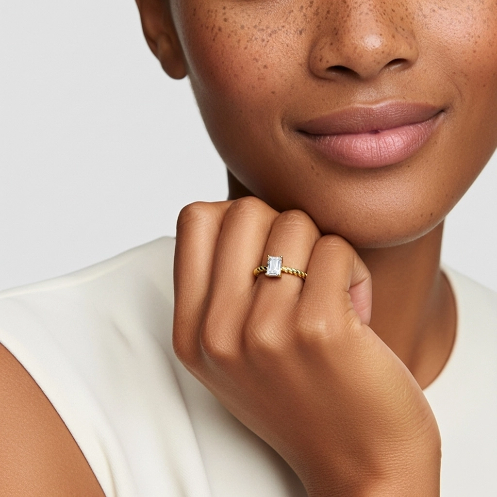 Modern Radiant 1.00ct Moissanite Engagement Ring