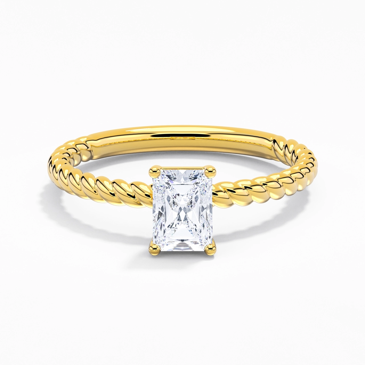 Moderne Radiant 1.00ct Moissanite Bague de fiançailles