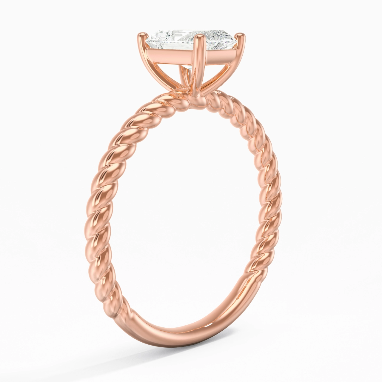 Moderne Radiant 1.00ct Moissanite Bague de fiançailles