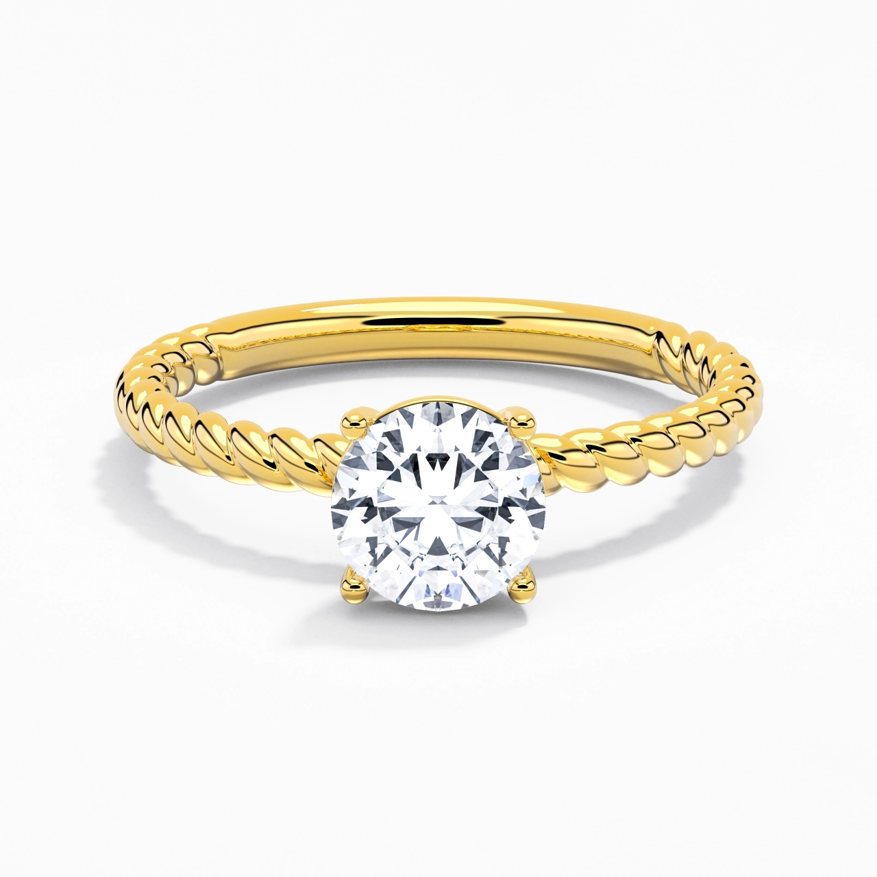 Moderne Rond 1.50ct Moissanite Bague de fiançailles