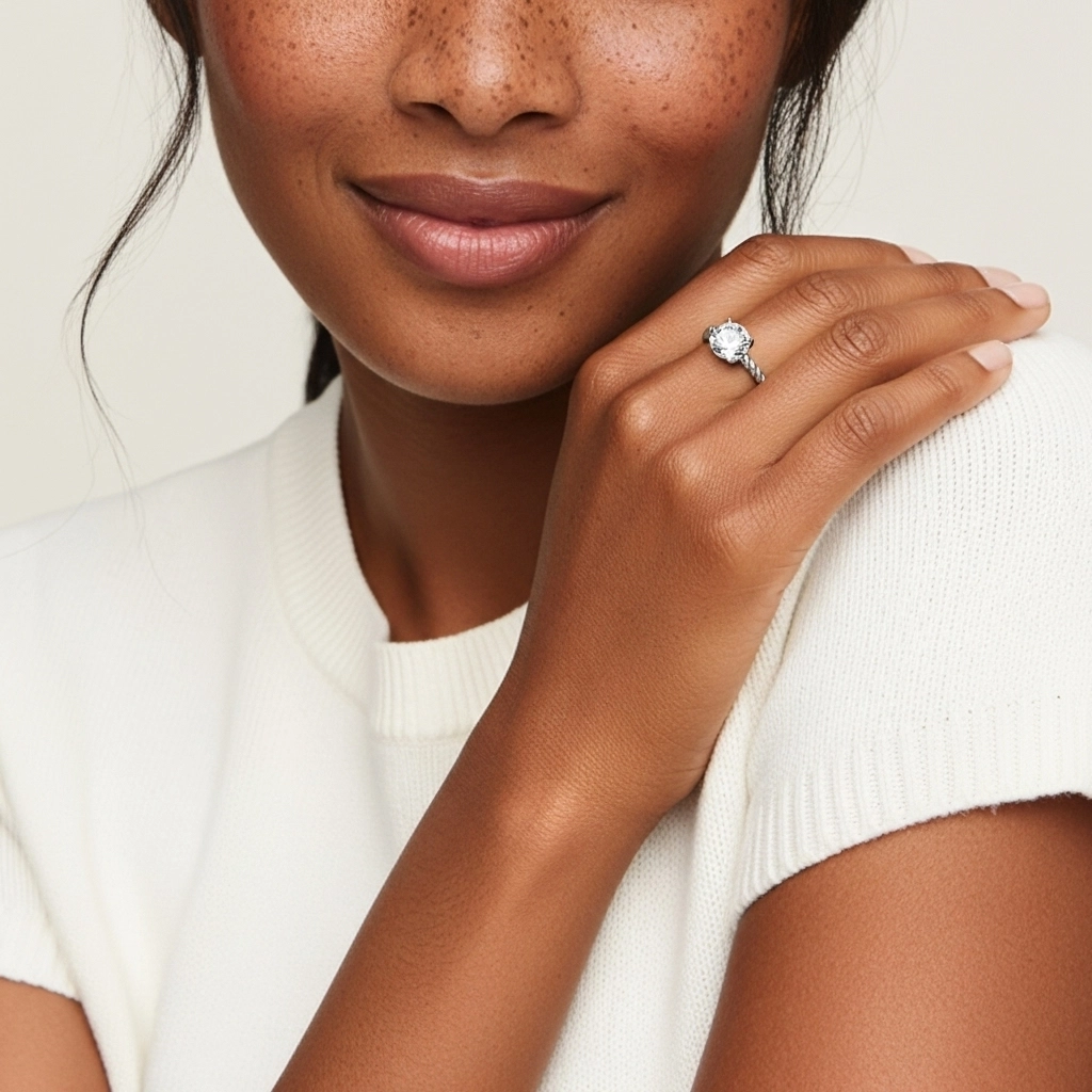 Modern Round 1.00ct Moissanite Engagement Ring