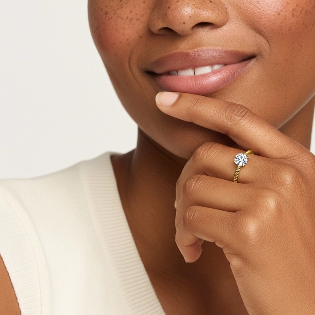 Moderne Rond 2.00ct Moissanite Bague de fiançailles