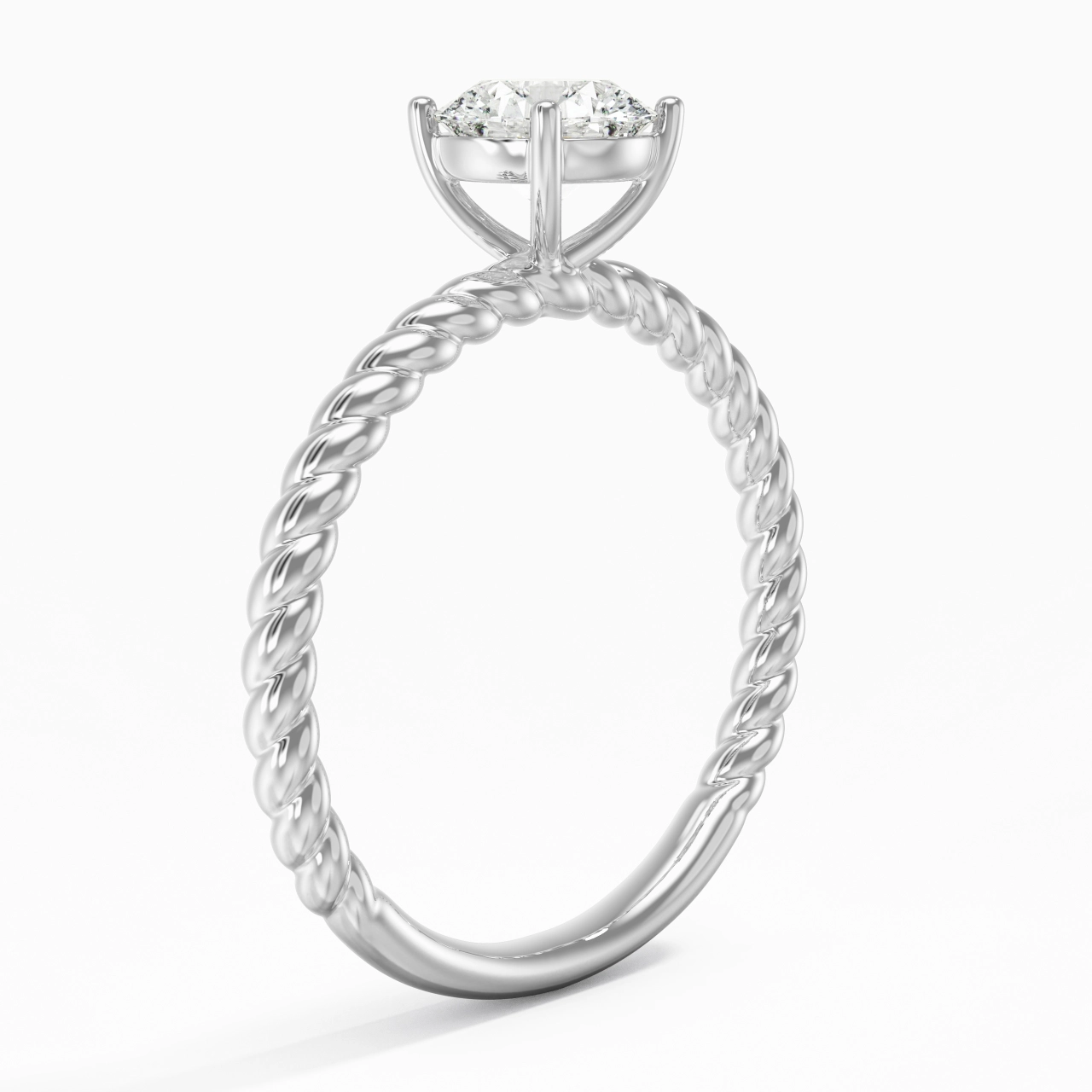 Moderne Rond 1.00ct Moissanite Bague de fiançailles