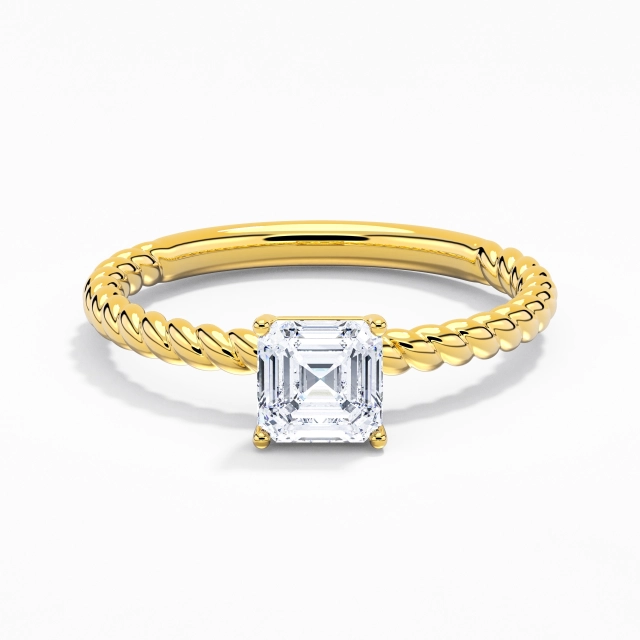 1.00ct Asscher Moissanite Bague de fiançailles Argent sterling 925 Solitaire Corde Moderne Tourner