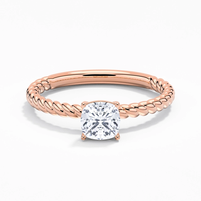 1.00ct Coussin Moissanite Bague de fiançailles Argent sterling 925 Solitaire Corde Moderne Tourner