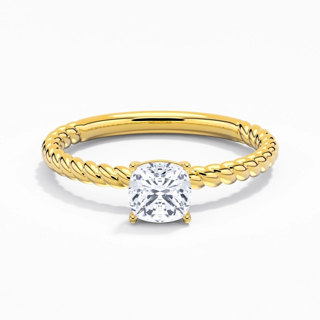 1.00ct Cushion Moissanite Engagement Ring 925 Sterling Silver Solitaire Rope Modern Twist