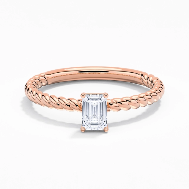 Moderno Cuerda Esmeralda Circonio cúbico Anillo de Compromiso 0.80ct En Blanco Plata esterlina 925 Solitario Torsión