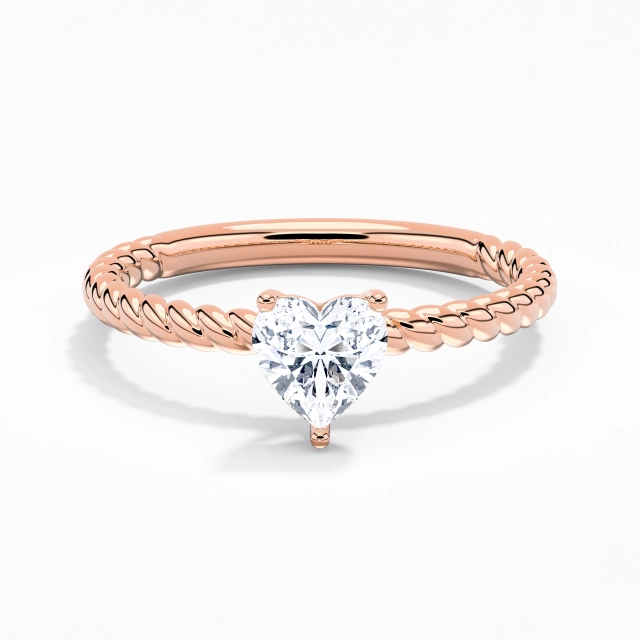 1.00ct Heart Moissanite Engagement Ring 925 Sterling Silver Solitaire Rope Modern Twist