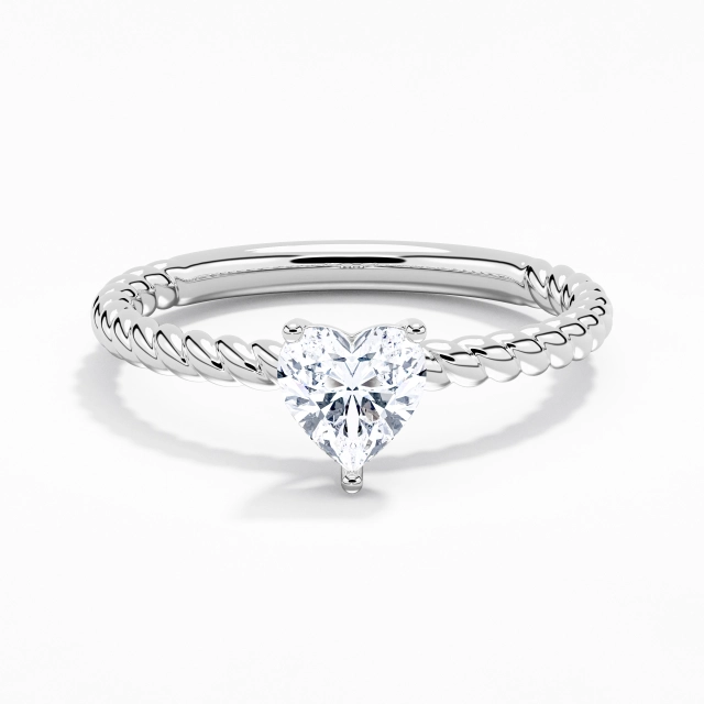 1.00ct Heart Moissanite Engagement Ring 925 Sterling Silver Solitaire Rope Modern Twist