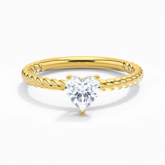 1.00ct Cœur Moissanite Bague de fiançailles Argent sterling 925 Solitaire Corde Moderne Tourner VANCARO Logo Image