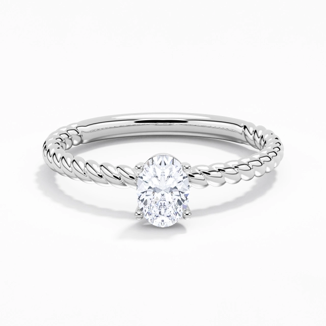 1.00ct Ovale Moissanite Bague de fiançailles Argent sterling 925 Solitaire Corde Moderne Tourner