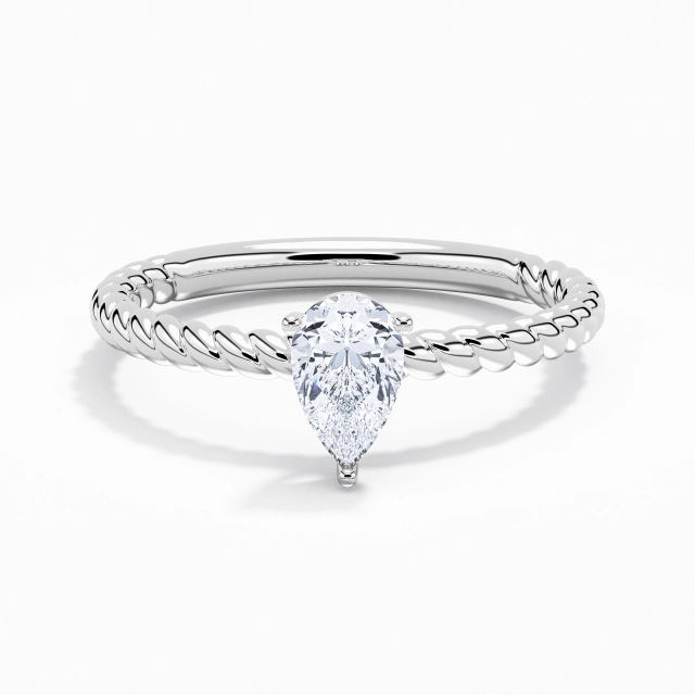 1.00ct Poire Moissanite Bague de fiançailles Argent sterling 925 Solitaire Corde Moderne Tourner