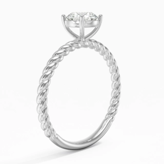 Moderne Rond 1.00ct Moissanite Bague de fiançailles