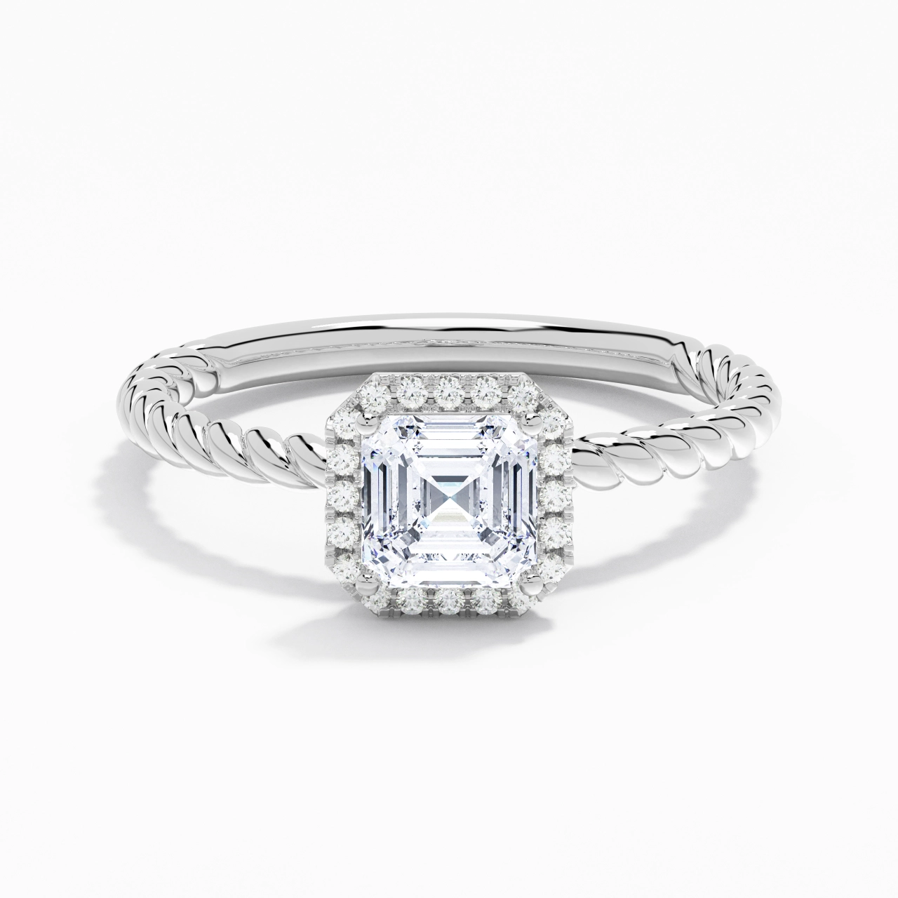 Moderne Asscher 1.00ct Moissanite Bague de fiançailles Signet Bague de fiançailles