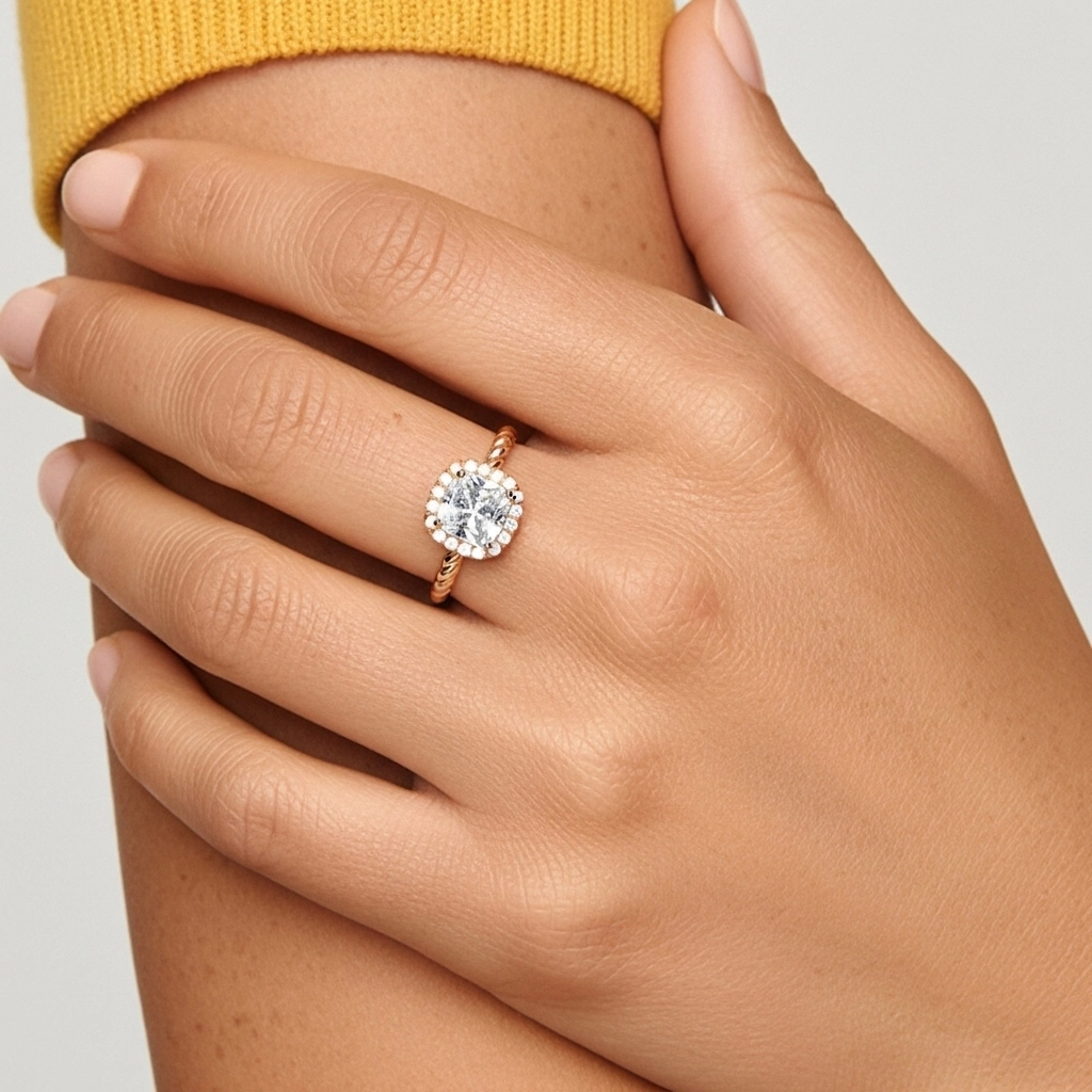 Modern Cushion 1.00ct Moissanite Engagement Ring