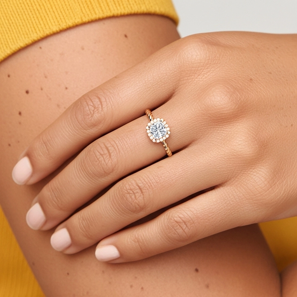 Modern Cushion 1.00ct Moissanite Engagement Ring