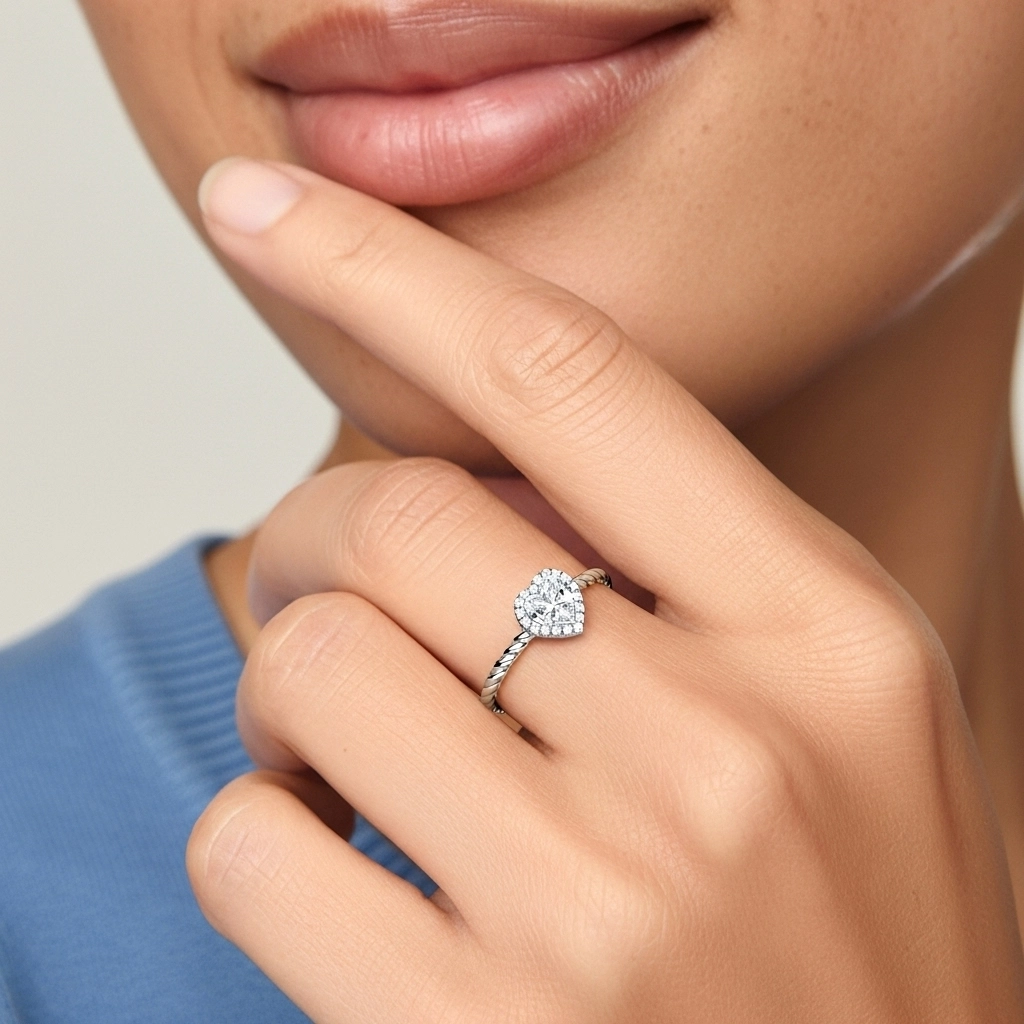 Fil Spiralé Halo Bague de fiançailles 1.00ct Moissanite