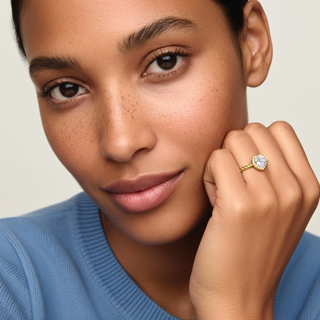 Moderne Cœur 2.00ct Moissanite Bague de fiançailles Signet Bague de fiançailles