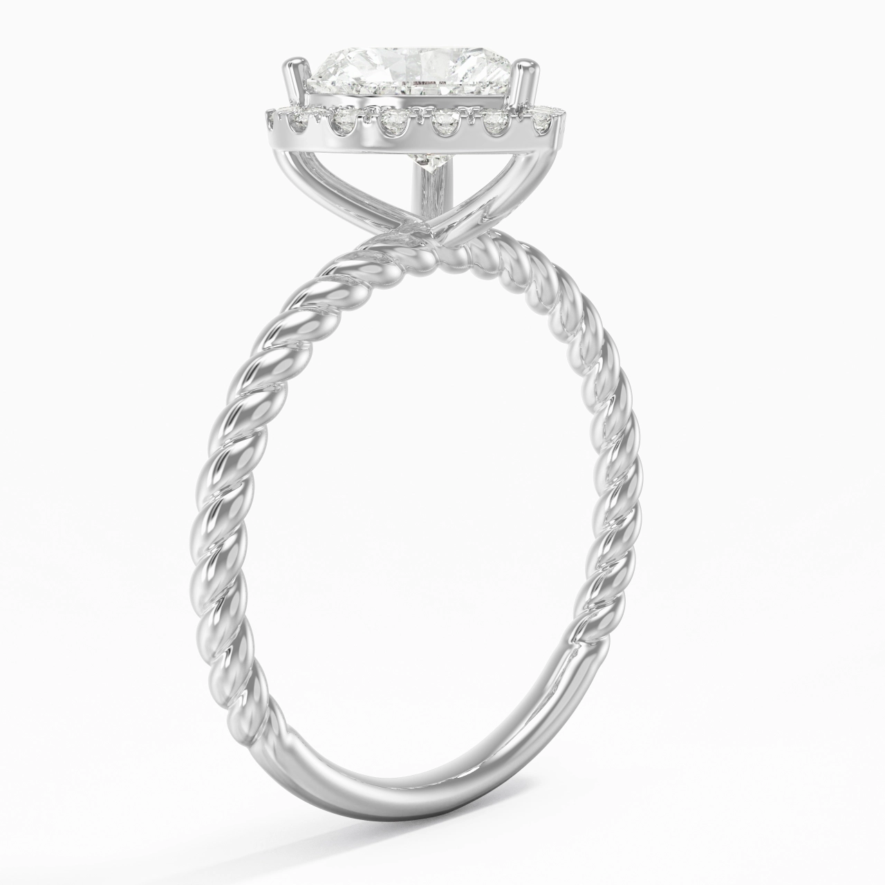 Fil Spiralé Halo Bague de fiançailles 2.00ct Moissanite