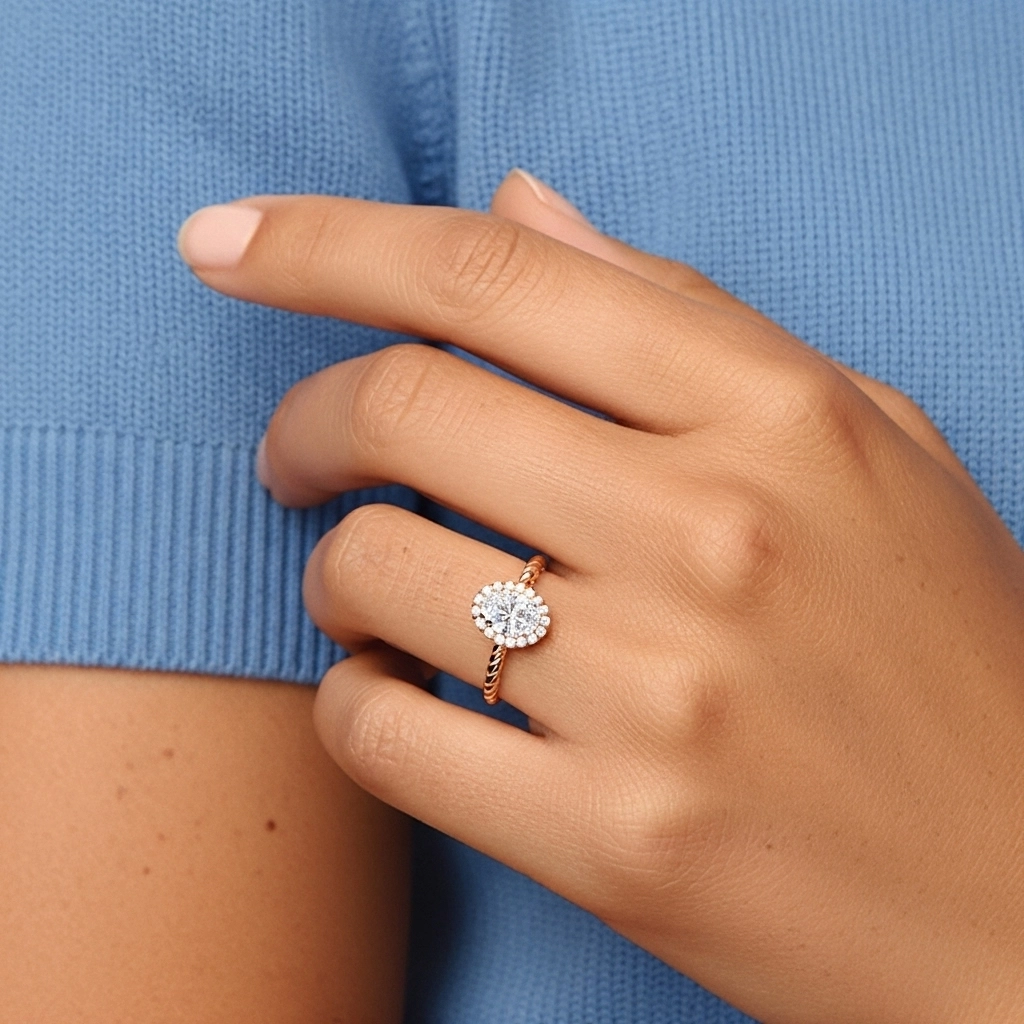 Fil Spiralé Halo Bague de fiançailles 2.00ct Moissanite